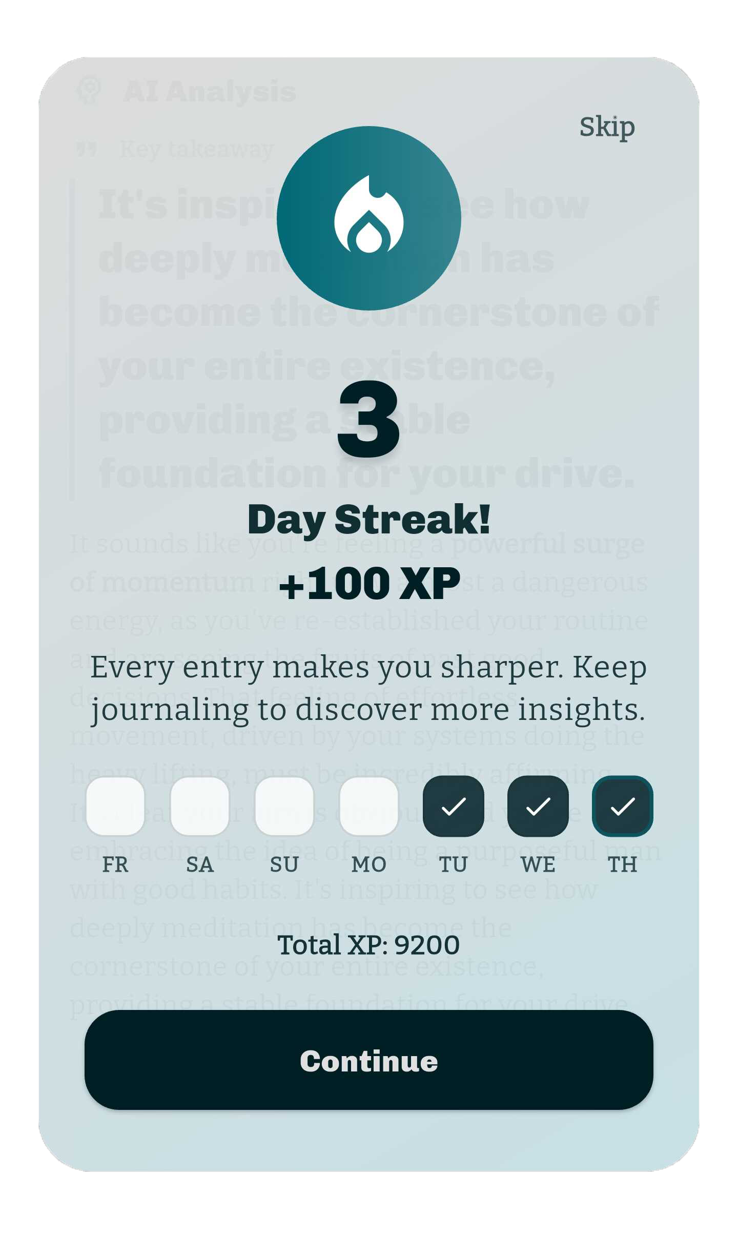 Gamification streak dashboard