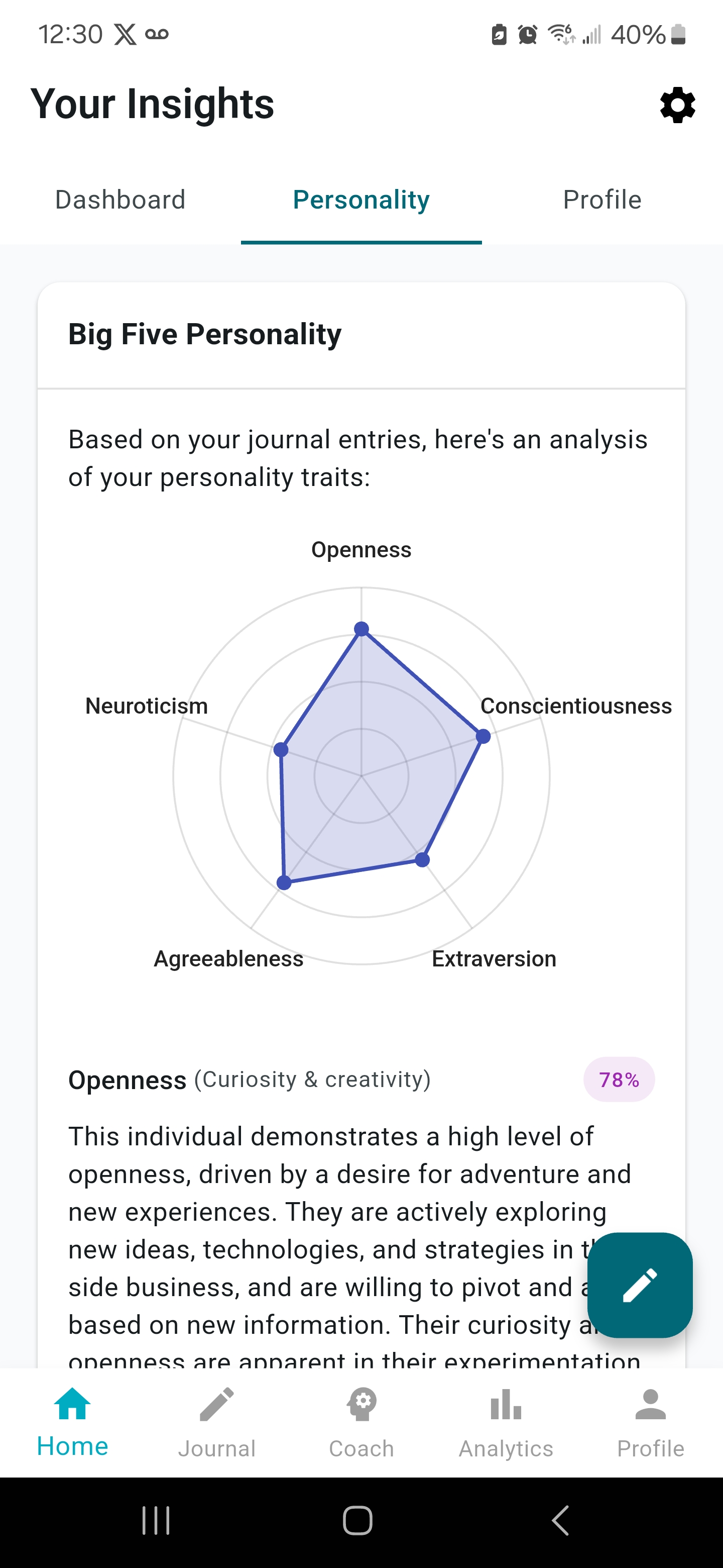 InnerPrompt Personality Insights Screenshot